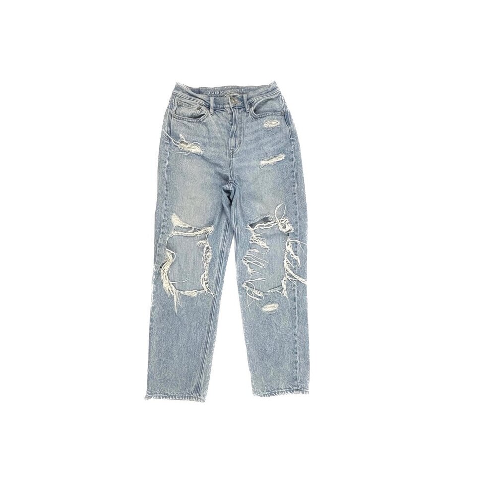 American Eagle Highest Rise 90's Boyfriend Distressed Women's size 0P Blue Jeans
